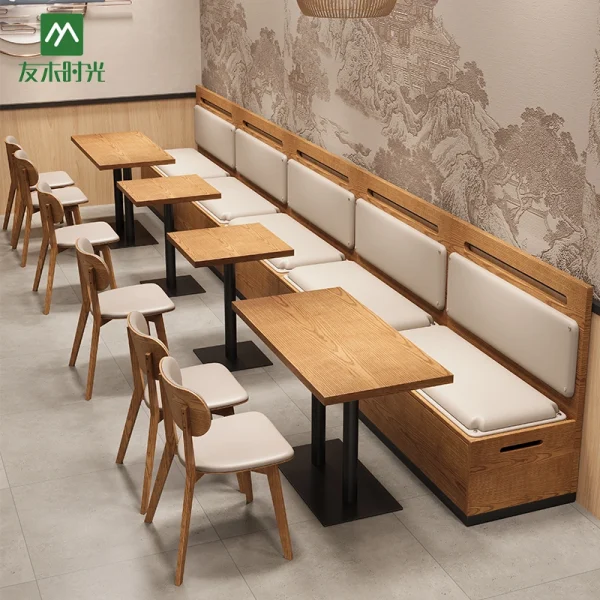 Wholesale New Chinese Style Restaurant and Noodle Shop Solid Wood Table and Chair Sets