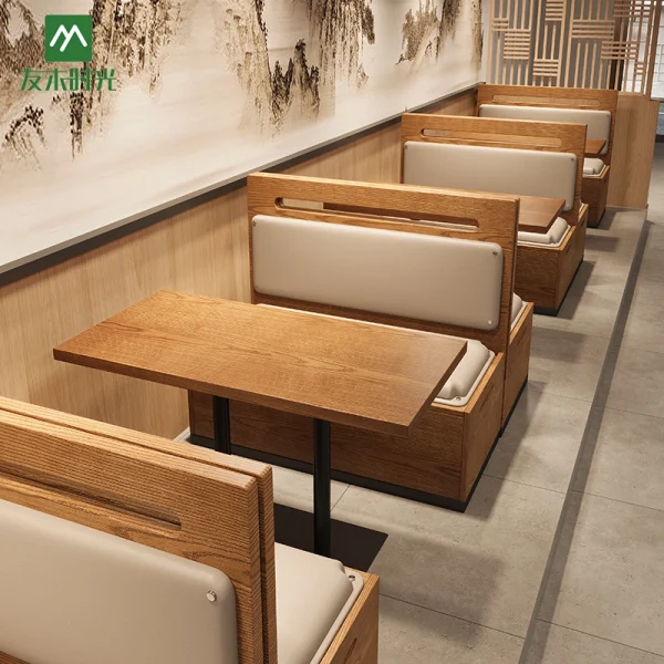 Wholesale New Chinese Style Restaurant and Noodle Shop Solid Wood Table and Chair Sets