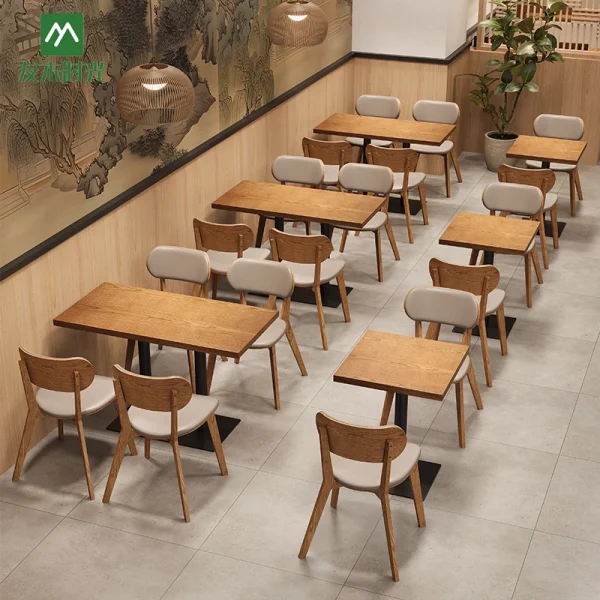 Chinese-style Restaurant Solid Wood Dining Table and Chair Set – Factory Bulk Supply