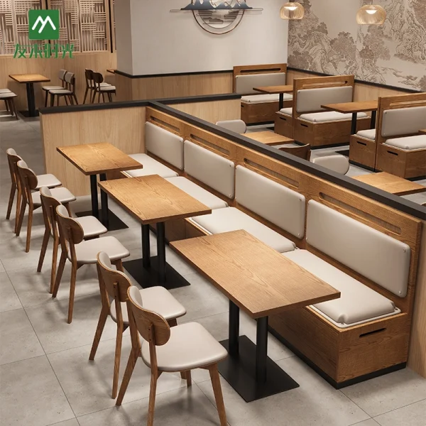 Wholesale New Chinese Style Restaurant and Noodle Shop Solid Wood Table and Chair Sets