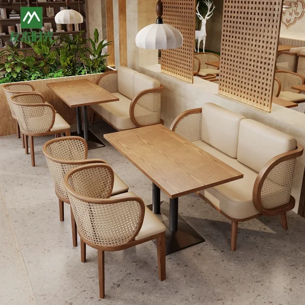 Wholesale Southeast Asian Style Thai Restaurant Rattan Table and Chair Sets