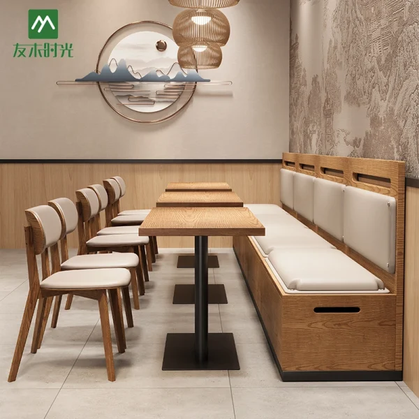 Wholesale New Chinese Style Restaurant and Noodle Shop Solid Wood Table and Chair Sets