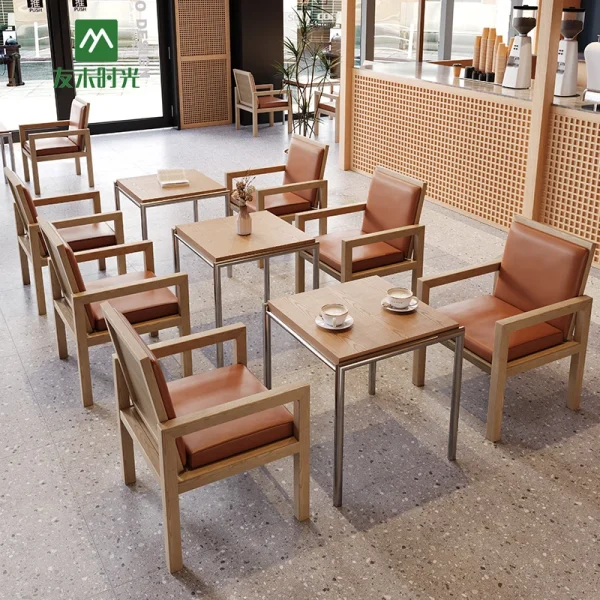 Wholesale Warm Modern Cafe Furniture Set – Solid Wood Tables & Chairs