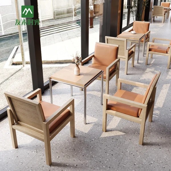 Wholesale Warm Modern Cafe Furniture Set – Solid Wood Tables & Chairs