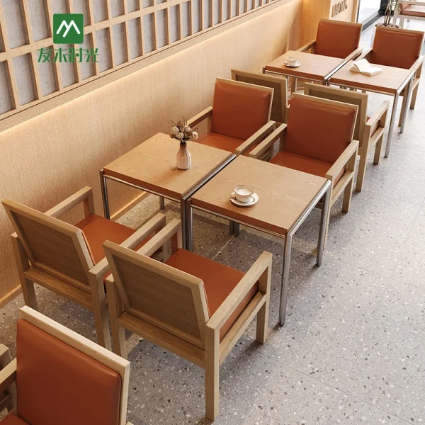 Wholesale Warm Modern Cafe Furniture Set – Solid Wood Tables & Chairs