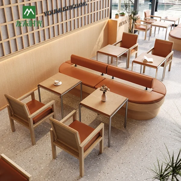 Wholesale Warm Modern Cafe Furniture Set – Solid Wood Tables & Chairs