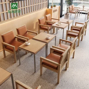 Wholesale Warm Modern Cafe Furniture Set – Solid Wood Tables & Chairs