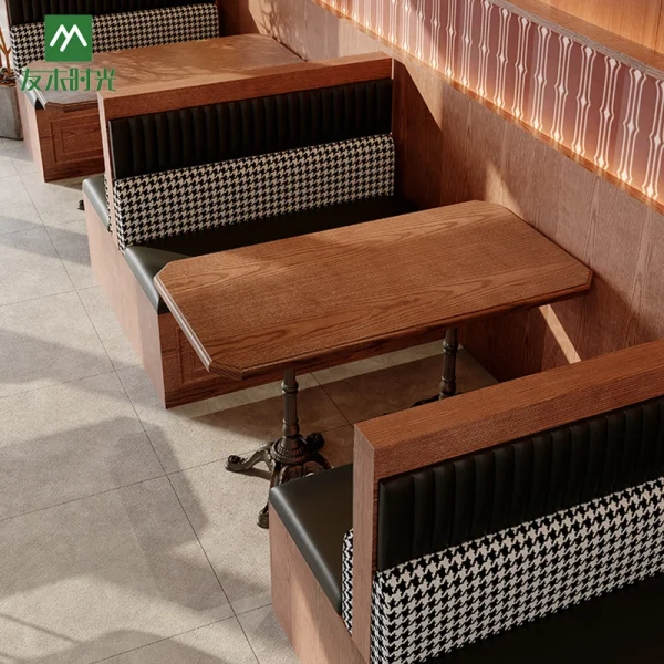 Wholesale Vintage Style Quality Restaurant Furniture Set – Safety Cornering Table, Chair, Booth Sofa