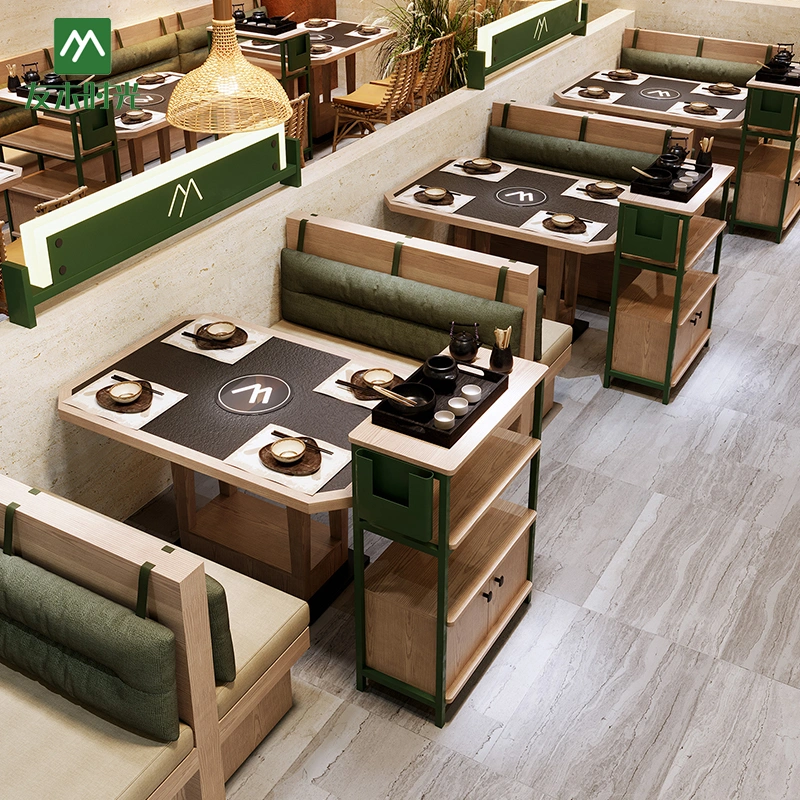 Wholesale Hot Pot Restaurant Furniture Sets – Hot Pot Table, Booth Sofa, Chair, and Vegetable Rack – Bild 5