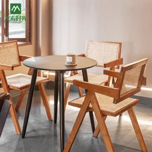 Southeast Asian Style Cafe Restaurant Furniture –  with Rattan and Solid Wood Table and Chair Sets