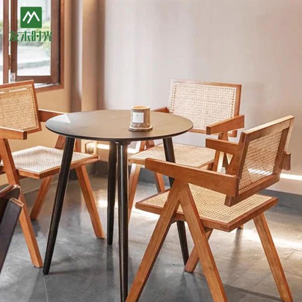 Southeast Asian Style Cafe Restaurant Furniture – with Rattan and Solid Wood Table and Chair Sets