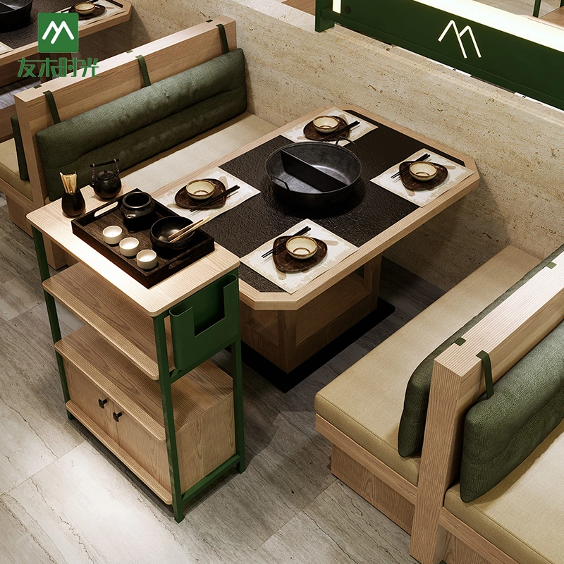 Wholesale Hot Pot Restaurant Furniture Sets – Hot Pot Table, Booth Sofa, Chair, and Vegetable Rack – Bild 2