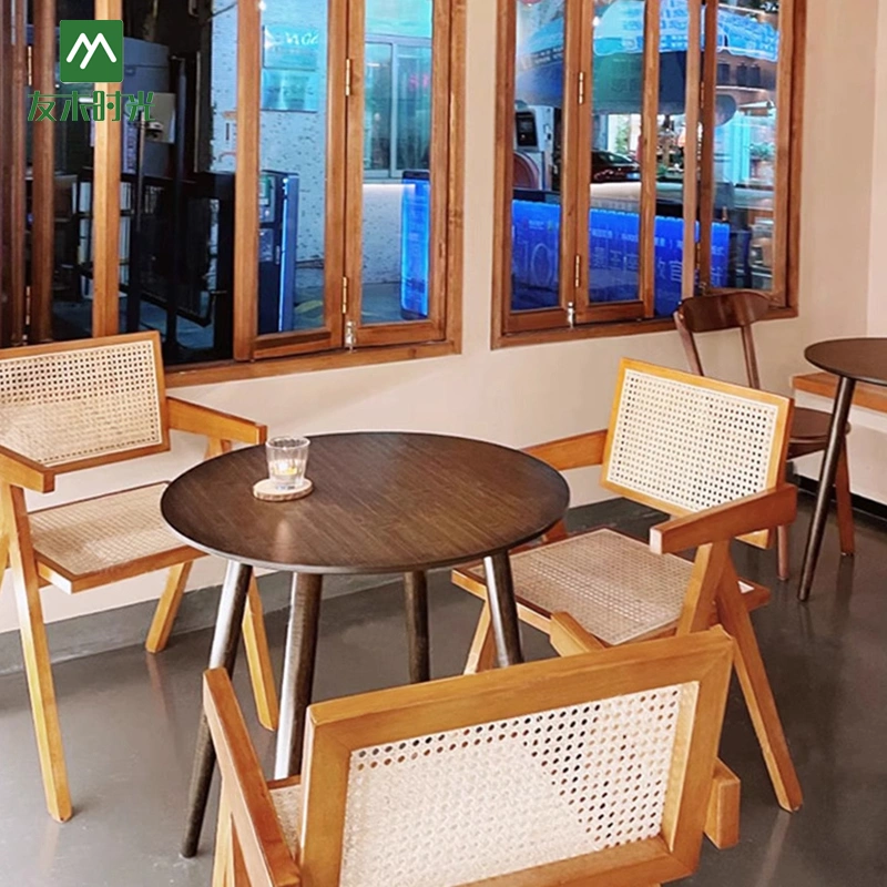 Southeast Asian Style Cafe Restaurant Furniture – with Rattan and Solid Wood Table and Chair Sets - 图片 3