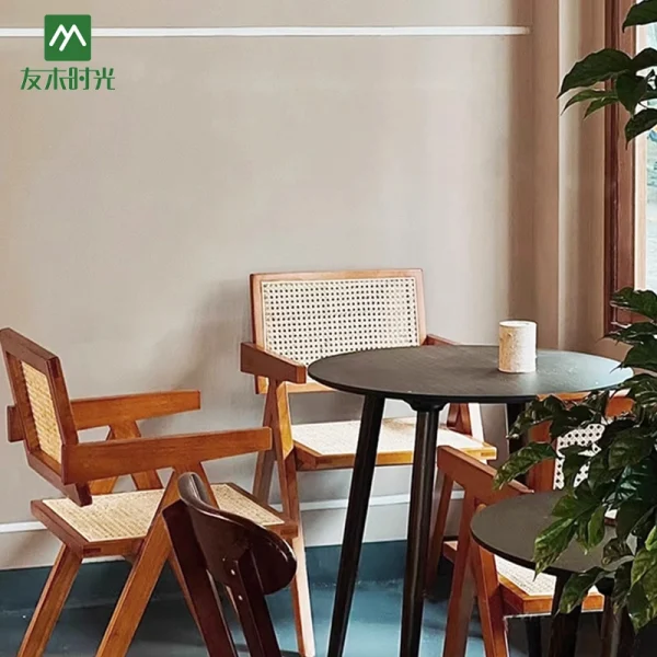 Southeast Asian Style Cafe Restaurant Furniture – with Rattan and Solid Wood Table and Chair Sets