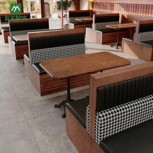Wholesale Vintage Style Quality Restaurant Furniture Set – Safety Cornering Table, Chair, Booth Sofa