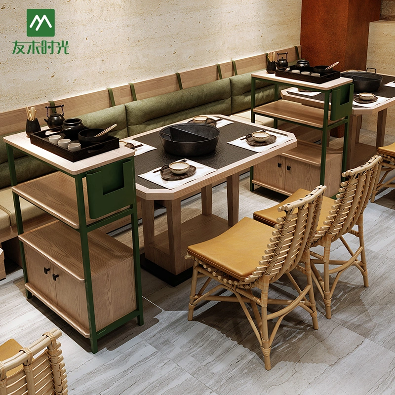 Wholesale Hot Pot Restaurant Furniture Sets – Hot Pot Table, Booth Sofa, Chair, and Vegetable Rack – Bild 4