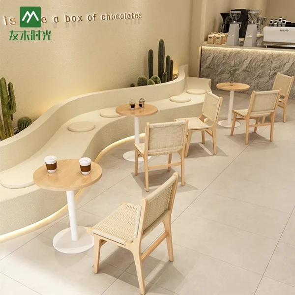 Creamy-style Furniture Set for Cafe, Milk Tea Shop, and Dessert Shop Wholesale
