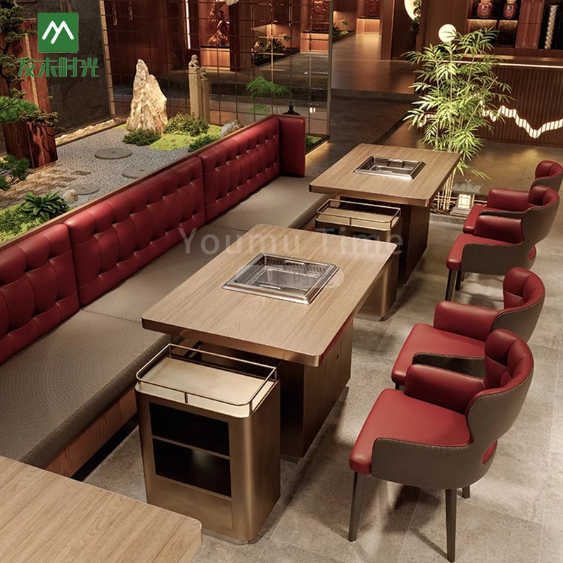 Wholesale Hot Pot & BBQ Table and Chair Set, with Built-in Induction Cooker