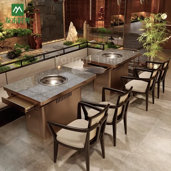 Wholesale Chinese Hot Pot Restaurant and Barbecue Restaurant Table and Chair Sets