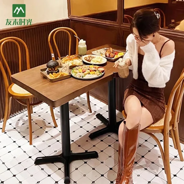 Japanese Wabi-Sabi Style Coffee Shop Solid Wood Table and Chair Set – OEM and ODM Support