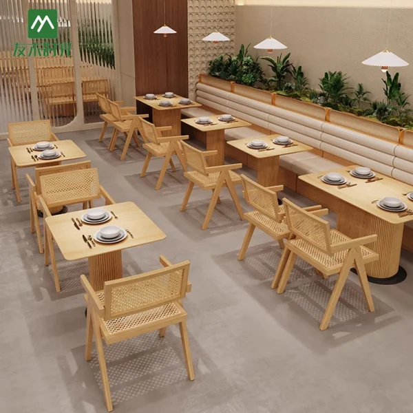 Factory Direct Supply Japanese-style Minimalist Restaurant Table and Chair Sets