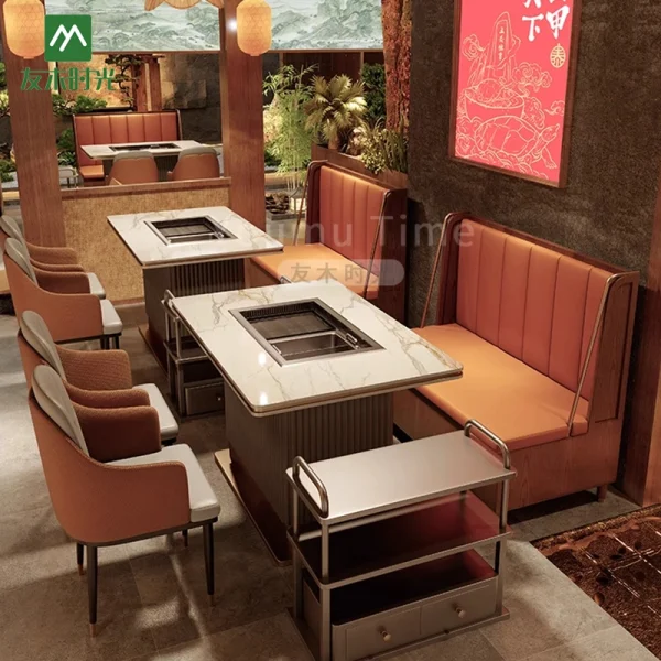 Customized Hot Pot Restaurant Themed Table, Chair, and Booth Sofa Sets – Direct Factory Wholesale, One-stop Service