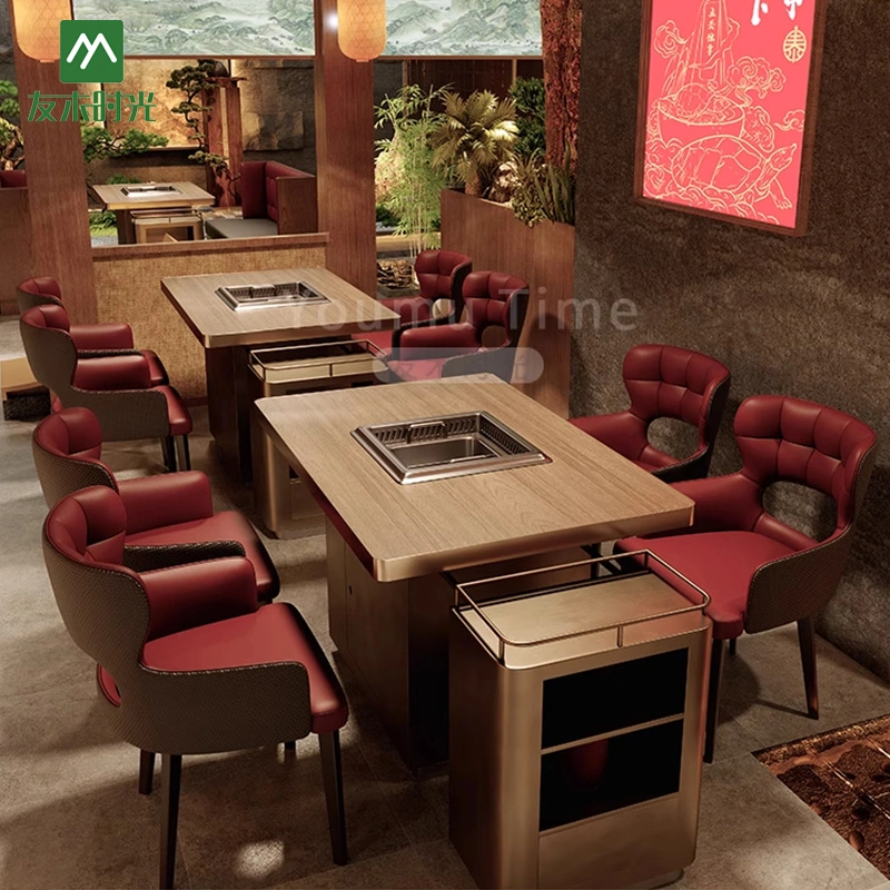 Wholesale Hot Pot & BBQ Table and Chair Set, with Built-in Induction Cooker - 图片 2