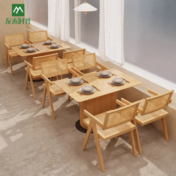 Factory Direct Supply Japanese-style Minimalist Restaurant Table and Chair Sets