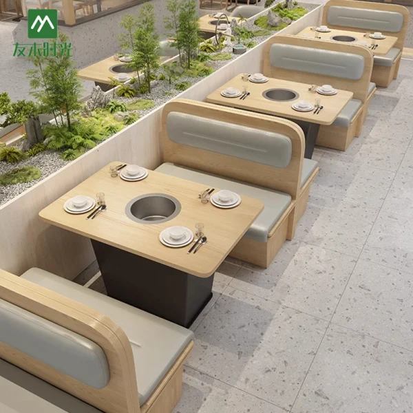 Wholesale Solid Wood Table and Chair Sets for Hot Pot Restaurants and Buffet Restaurants