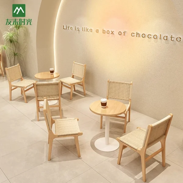 Creamy-style Furniture Set for Cafe, Milk Tea Shop, and Dessert Shop Wholesale