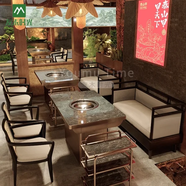 Wholesale Chinese Hot Pot Restaurant and Barbecue Restaurant Table and Chair Sets