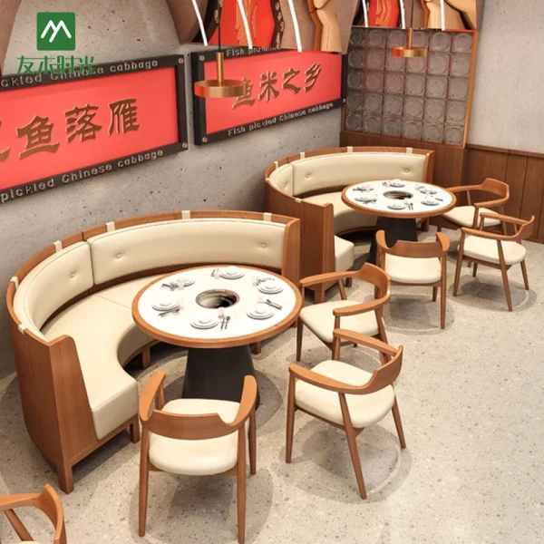 Wholesale Modular Hot Pot Table and Chair Set – 2-4 Person, 4-6 Person, 6-8 Person Restaurant Furniture Set