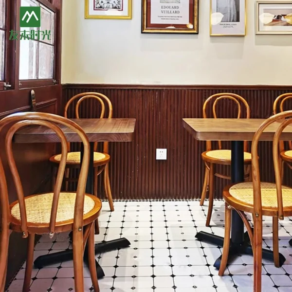 Japanese Wabi-Sabi Style Coffee Shop Solid Wood Table and Chair Set – OEM and ODM Support