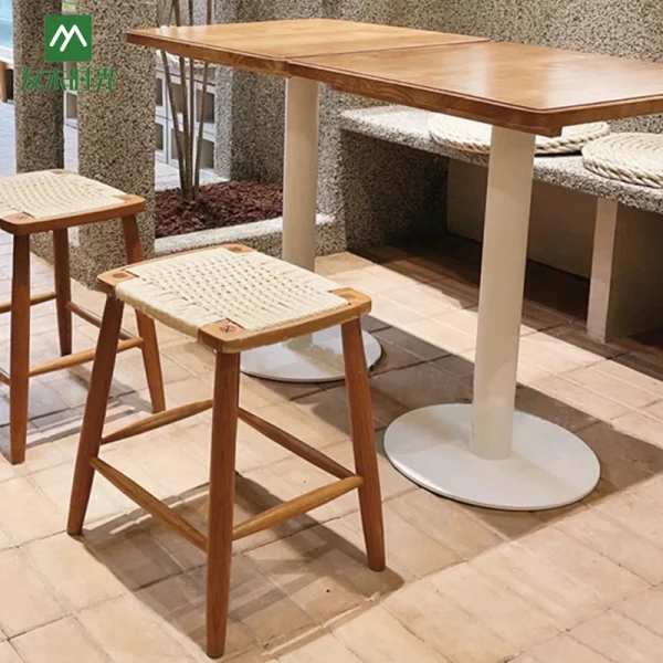 Wholesale Solid Wood Woven Rope Table and Chair Sets