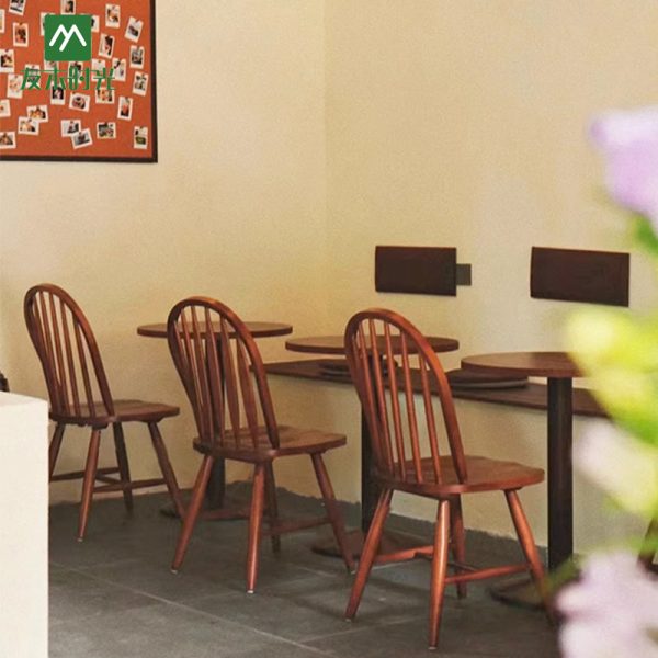 Japanese-style Minimalist Cafe Restaurant Solid Wood Table and Chair Set. Durable and Easy to Maintain.