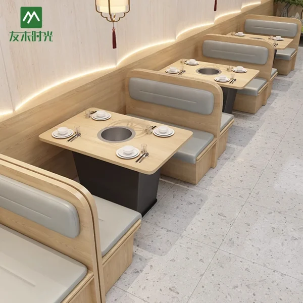 Wholesale Solid Wood Table and Chair Sets for Hot Pot Restaurants and Buffet Restaurants