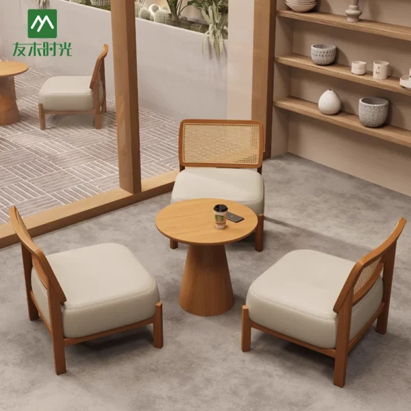 Bulk Cafe Sofa and Chair Wholesale, Wabi-sabi Style - Solid Wood Casual Table and Chair Sets for Cafes
