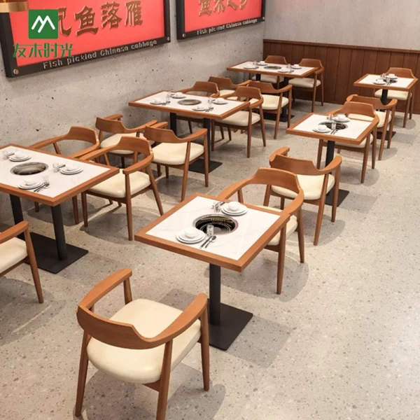 Wholesale Modular Hot Pot Table and Chair Set – 2-4 Person, 4-6 Person, 6-8 Person Restaurant Furniture Set