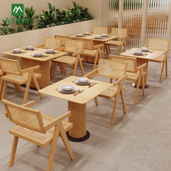 Factory Direct Supply Japanese-style Minimalist Restaurant Table and Chair Sets
