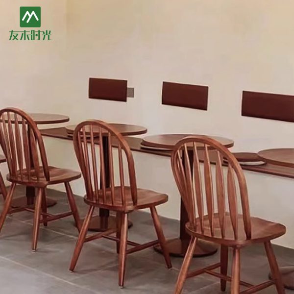Japanese-style Minimalist Cafe Restaurant Solid Wood Table and Chair Set. Durable and Easy to Maintain.
