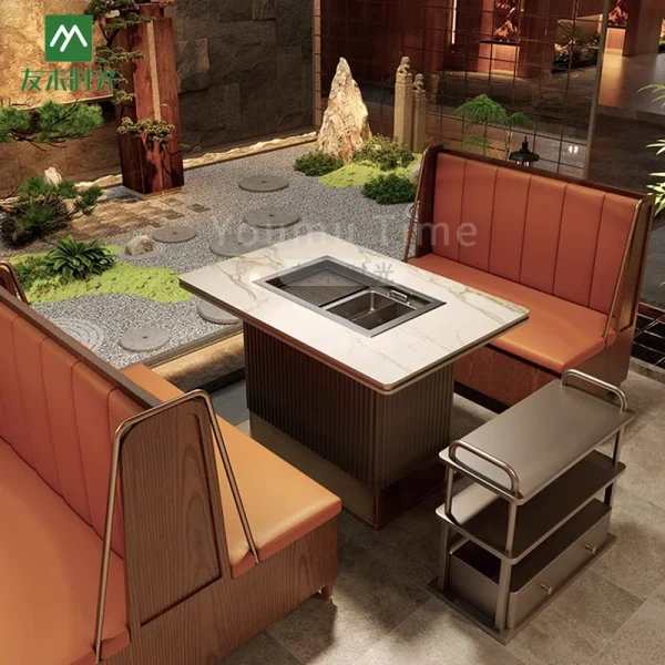Customized Hot Pot Restaurant Themed Table, Chair, and Booth Sofa Sets – Direct Factory Wholesale, One-stop Service