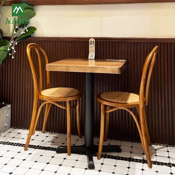 Japanese Wabi-Sabi Style Coffee Shop Solid Wood Table and Chair Set – OEM and ODM Support