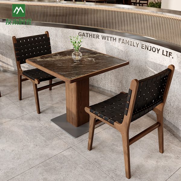 Wholesale Walnut-Color Restaurant Furniture Set -  Retro-Style For Premium Commercial Spaces