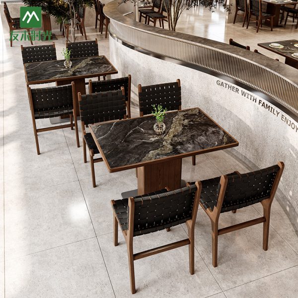 Wholesale Walnut-Color Restaurant Furniture Set -  Retro-Style For Premium Commercial Spaces