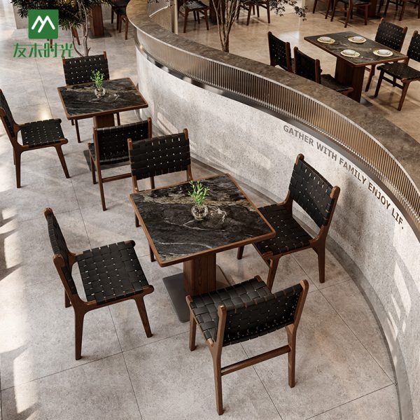 Wholesale Walnut-Color Restaurant Furniture Set -  Retro-Style For Premium Commercial Spaces