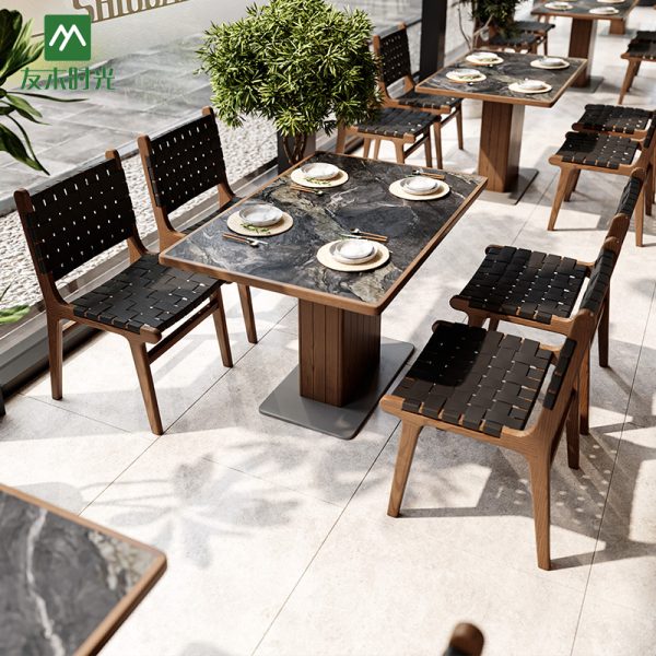 Wholesale Walnut-Color Restaurant Furniture Set -  Retro-Style For Premium Commercial Spaces
