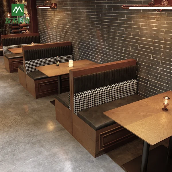 Vintage Restaurant Furniture Booth Sofas and Table Set, Furniture Factory Direct Supply