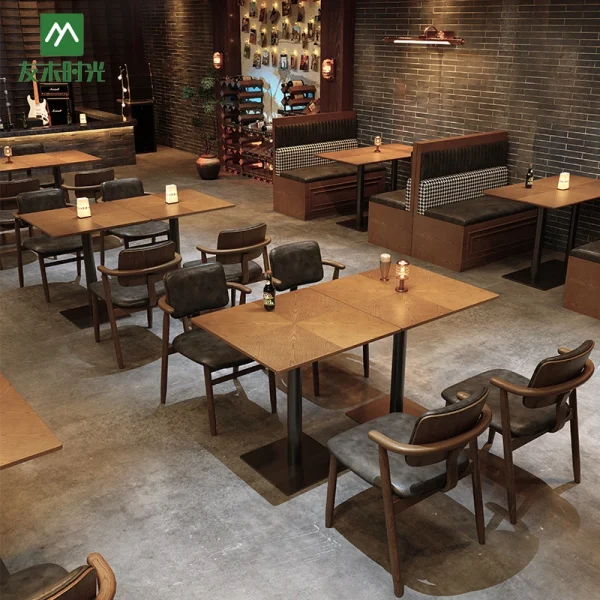 Vintage Restaurant Furniture Booth Sofas and Table Set, Furniture Factory Direct Supply