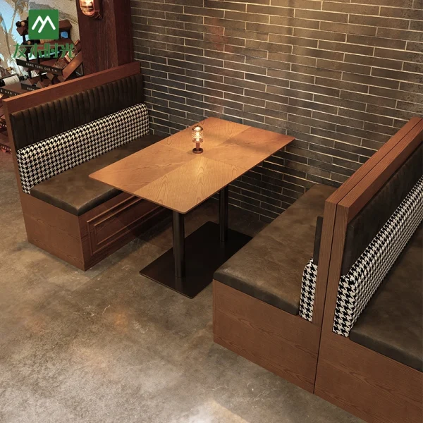 Vintage Restaurant Furniture Booth Sofas and Table Set, Furniture Factory Direct Supply