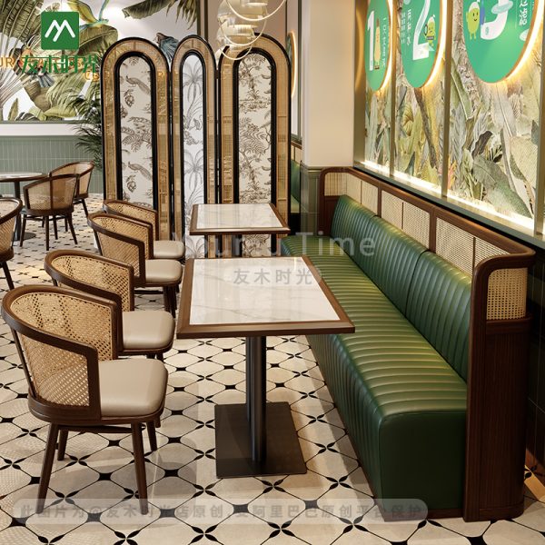 Southeast Asian Themed Restaurant, Thai Restaurant Style Solid Wood Table and Chair Set